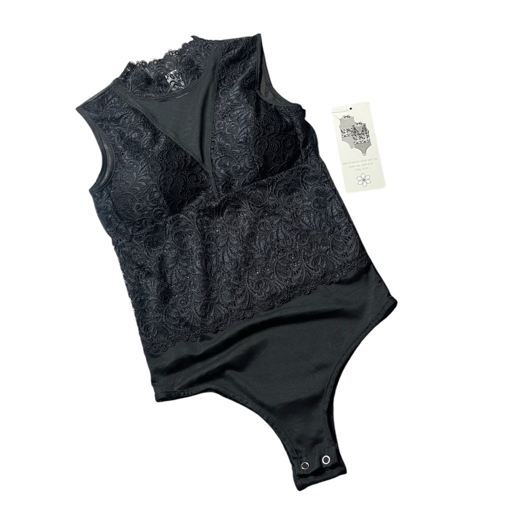 Aura Black Lace Bodysuit NWT S/M
